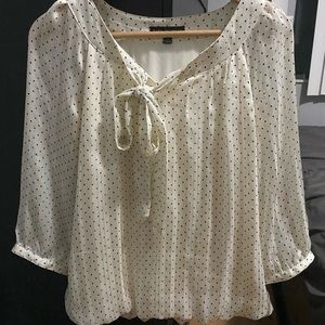 White and black polka dot blouse Sarah Michelle